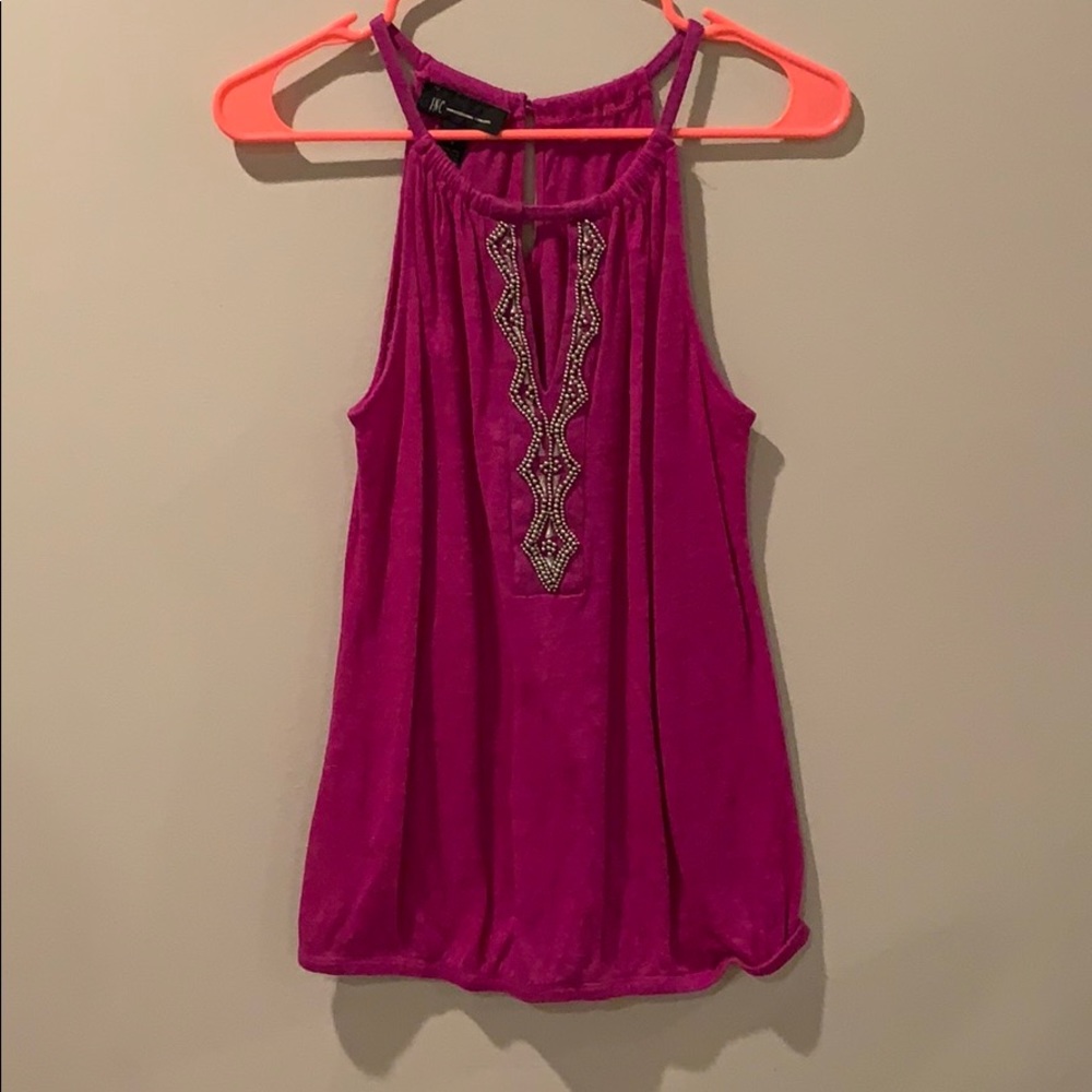 Inc Fuchsia top with bead embellishment.